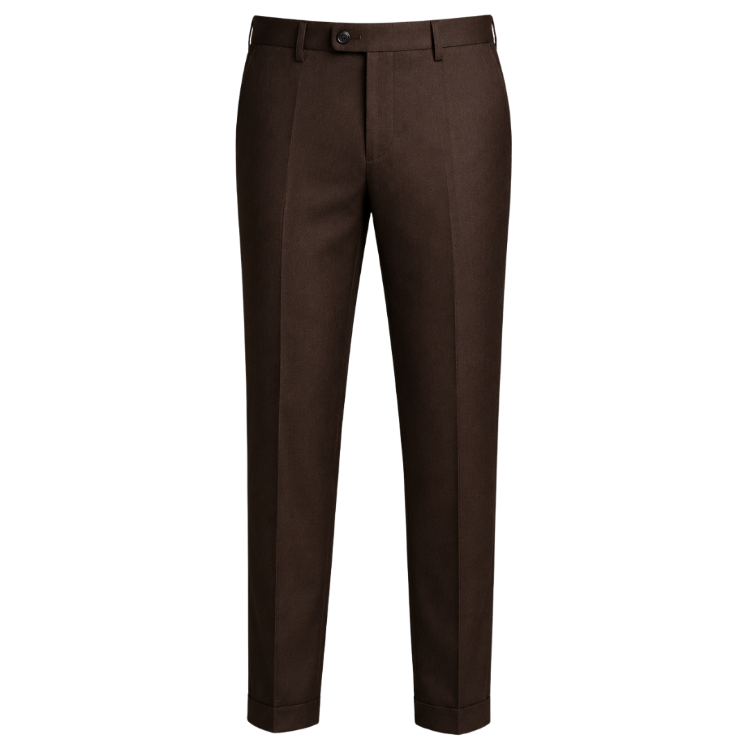Tailored Wool Blend Trousers – Chocolate Brown | Vantteico