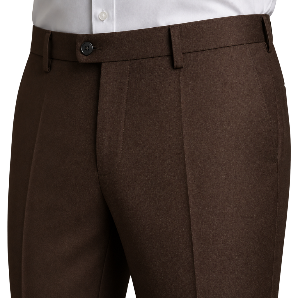 Tailored Wool Blend Trousers – Chocolate Brown | Vantteico