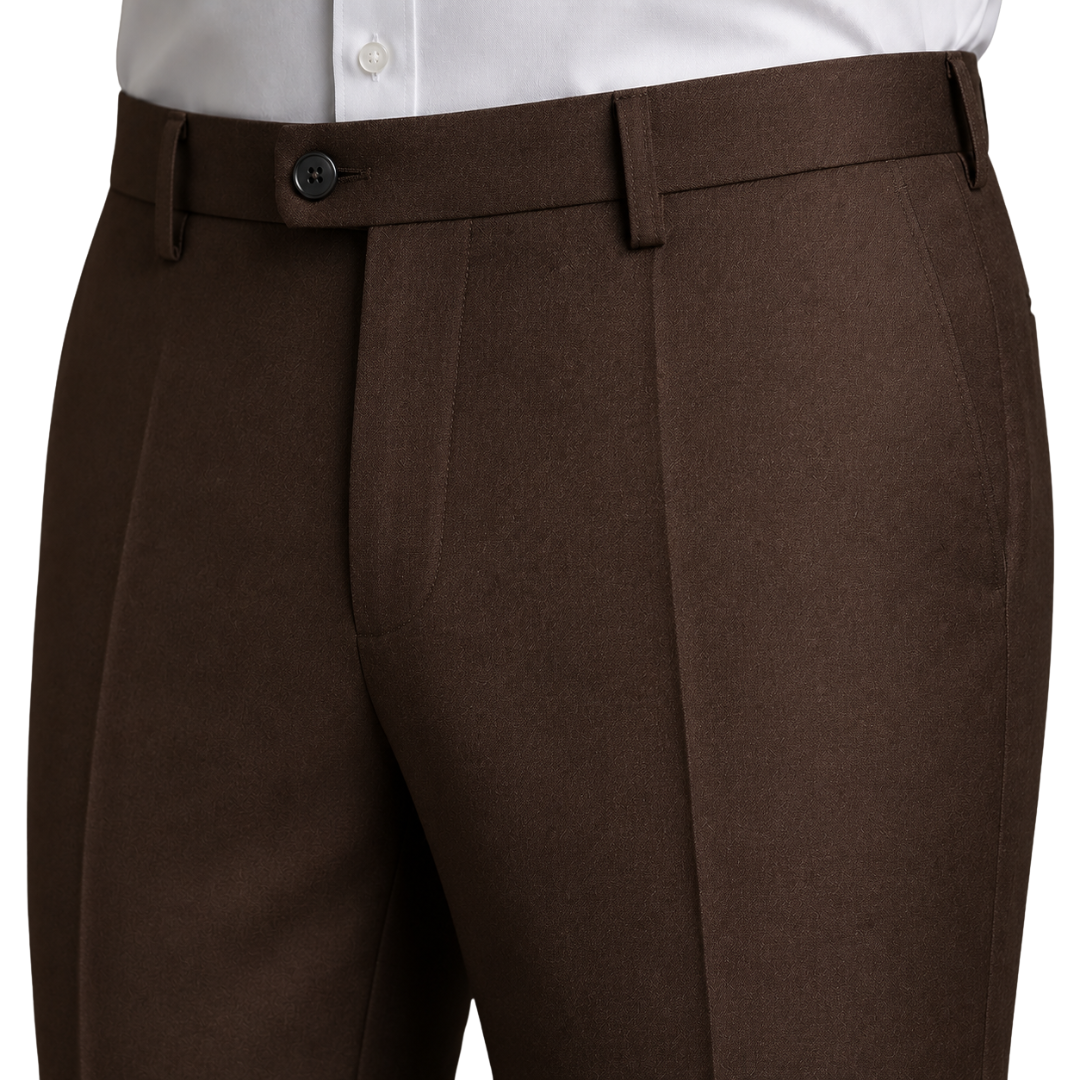 Tailored Wool Blend Trousers – Chocolate Brown | Vantteico