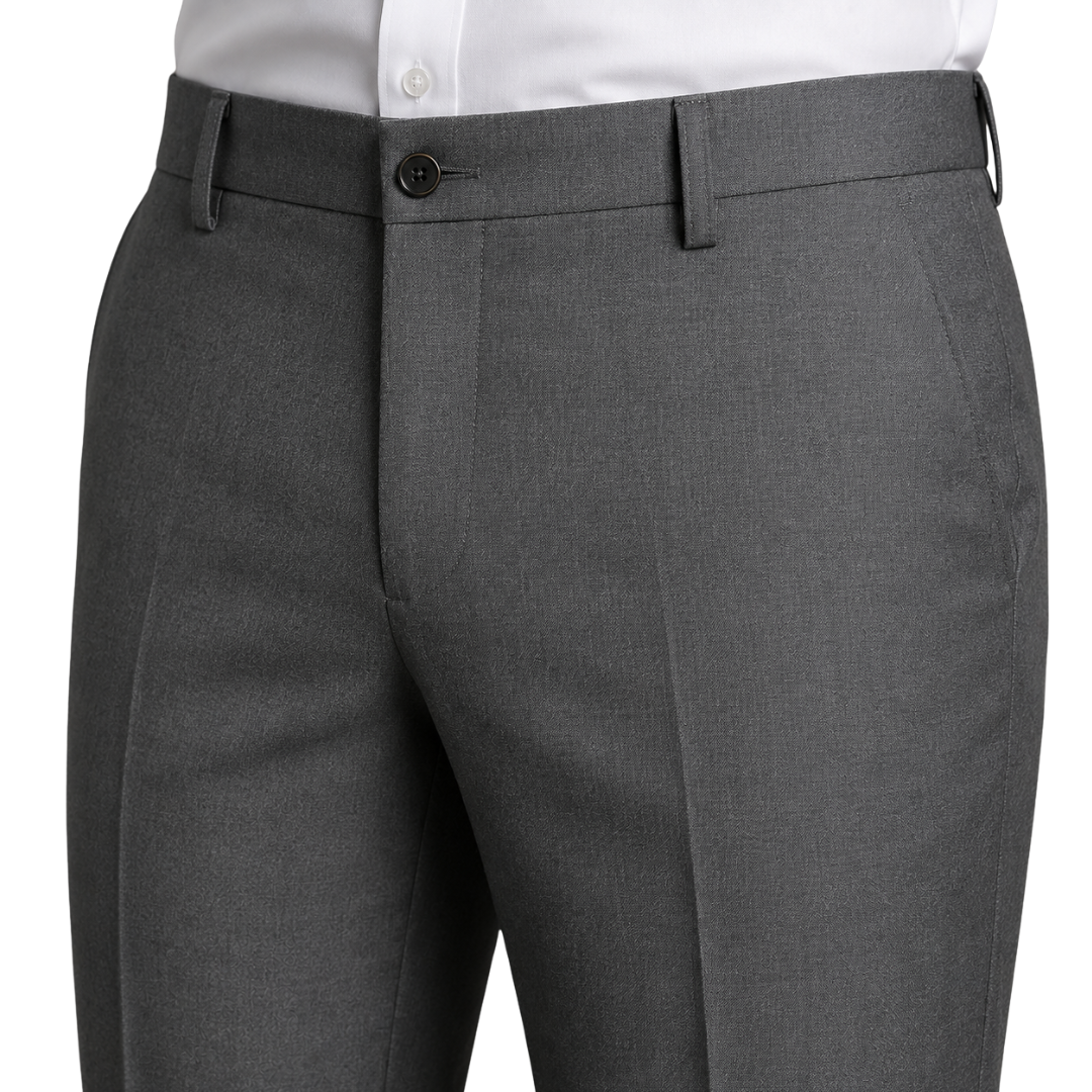 Tailored Wool Blend Trousers – Charcoal Grey | Vantteico