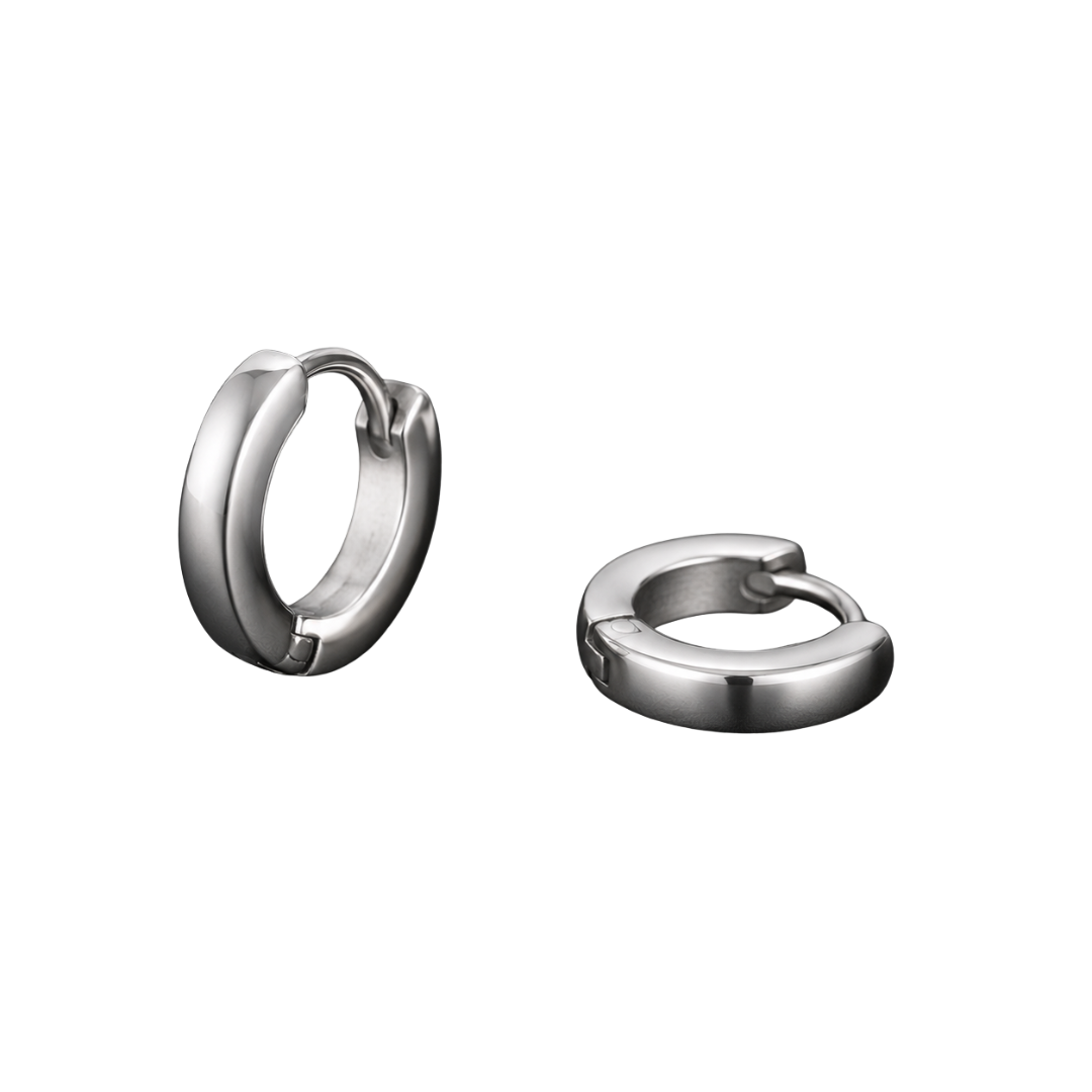 Rounded Stainless Steel Hoop Earrings – Silver | Vantteico