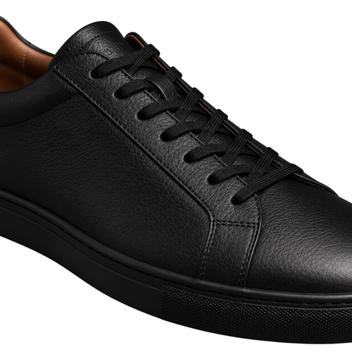 Premium Leather Smart Sneakers – Black | Vantteico