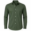 Tailored Cotton Dress Shirt – Olive Green | Vantteico