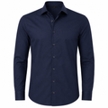 Tailored Cotton Dress Shirt – Navy Blue | Vantteico